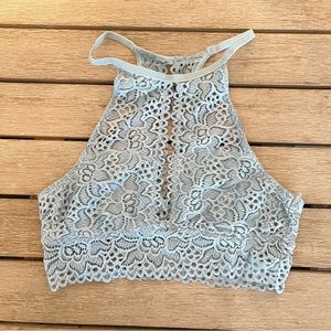 Light Blue Lace Racerback Bralette w/ Keyhole